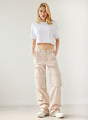 Παντελόνι τζιν cargo wide leg - Μπεζ - thefashionproject.gr - The Fashion Project