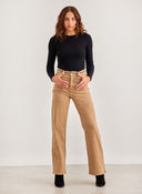 Παντελόνι τζιν wide leg με αλυσίδα - Μπεζ - thefashionproject.gr - The Fashion Project