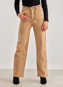 Παντελόνι τζιν wide leg με αλυσίδα - Μπεζ - thefashionproject.gr - The Fashion Project