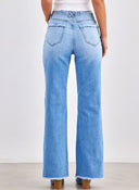Παντελόνι τζιν wide leg με ξέφτια - Μπλε jean - thefashionproject.gr - Miss bonbon