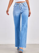 Παντελόνι τζιν wide leg με ξέφτια - Μπλε jean - thefashionproject.gr - Miss bonbon