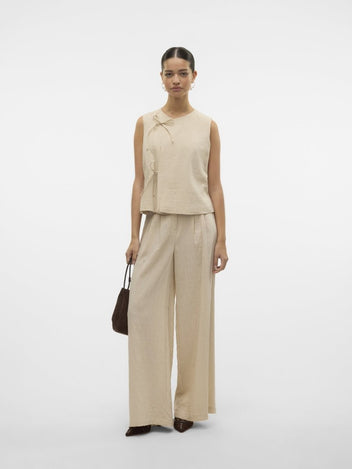 Παντελόνι wide leg με πιέτες Vero Moda 10326937 - Άμμου - thefashionproject.gr - VERO MODA