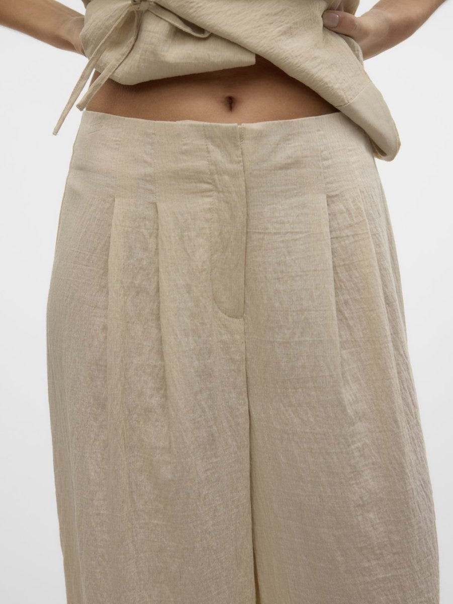 Παντελόνι wide leg με πιέτες Vero Moda 10326937 - Άμμου - thefashionproject.gr - VERO MODA