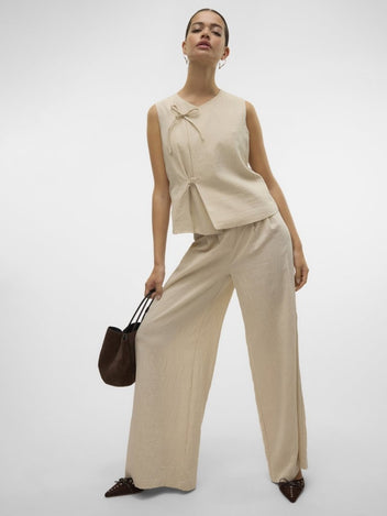 Παντελόνι wide leg με πιέτες Vero Moda 10326937 - Άμμου - thefashionproject.gr - VERO MODA