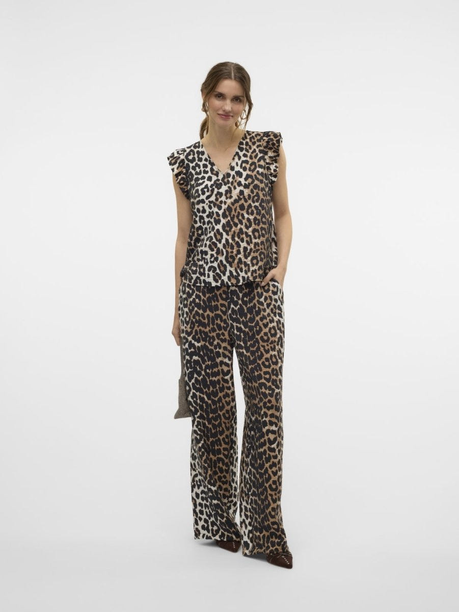 Παντελόνι wide leg με print Vero Moda 10303759 - Leopard - thefashionproject.gr - VERO MODA