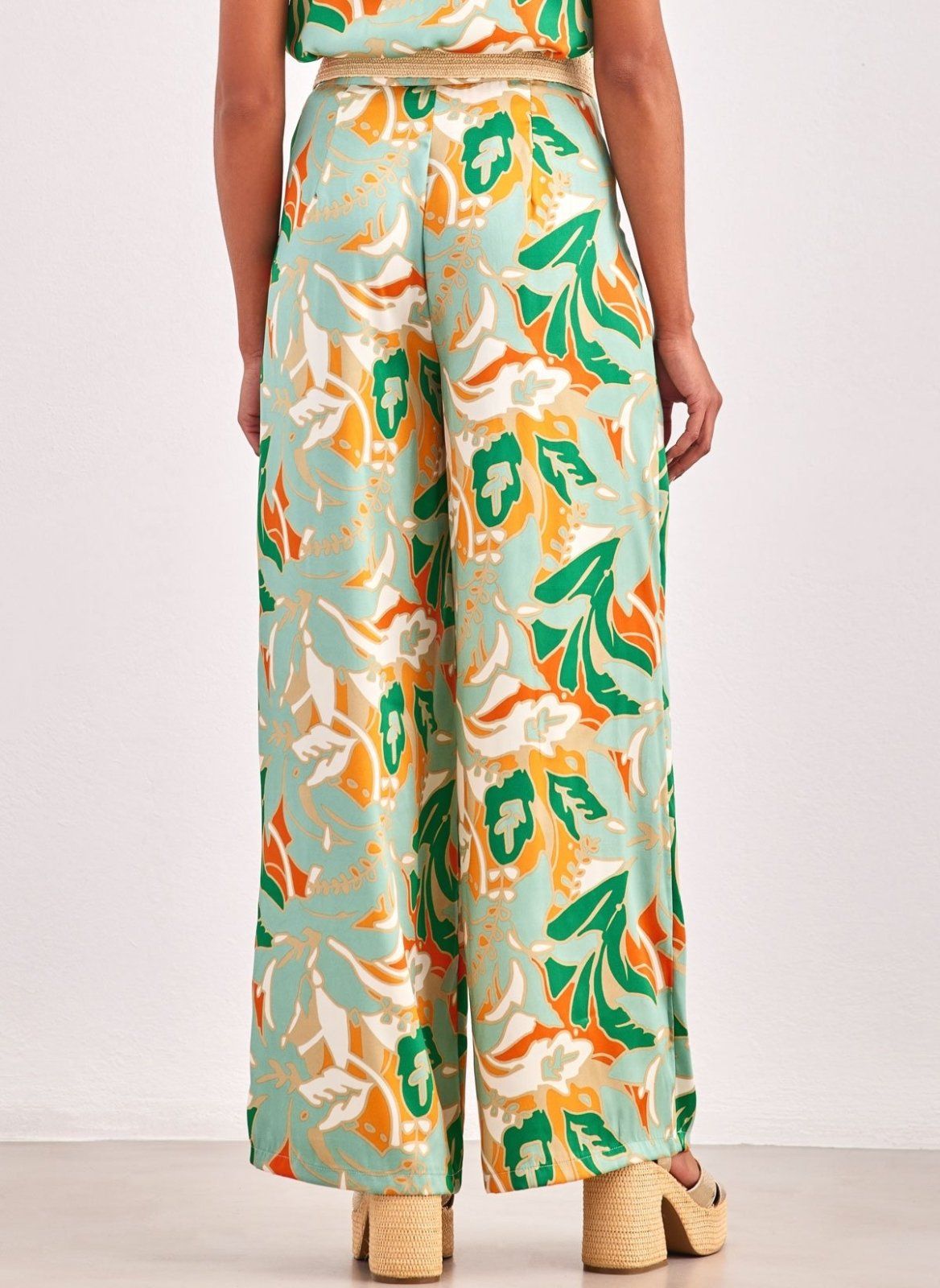 Παντελόνι wide leg σατέν με print ONLY 15315870 - Μέντα - thefashionproject.gr - ONLY