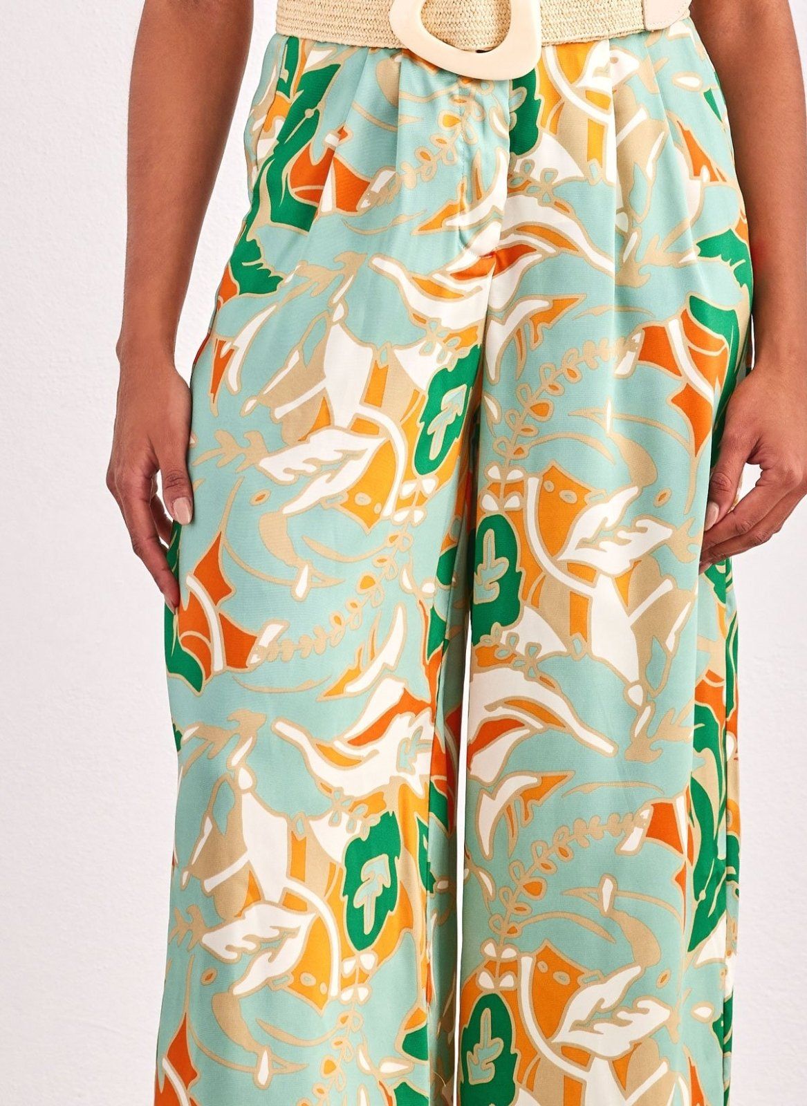 Παντελόνι wide leg σατέν με print ONLY 15315870 - Μέντα - thefashionproject.gr - ONLY