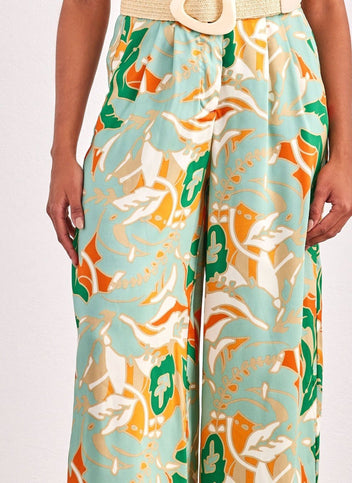 Παντελόνι wide leg σατέν με print ONLY 15315870 - Μέντα - thefashionproject.gr - ONLY