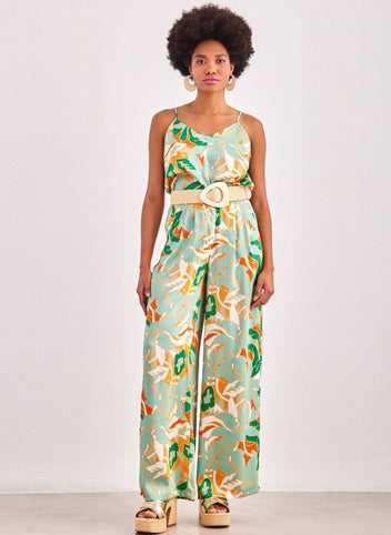 Παντελόνι wide leg σατέν με print ONLY 15315870 - Μέντα - thefashionproject.gr - ONLY