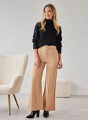 Παντελόνι wide leg υφασμάτινο με ραφή - Κάμελ - thefashionproject.gr - The Fashion Project