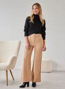 Παντελόνι wide leg υφασμάτινο με ραφή - Κάμελ - thefashionproject.gr - The Fashion Project