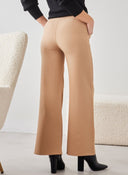 Παντελόνι wide leg υφασμάτινο με ραφή - Κάμελ - thefashionproject.gr - The Fashion Project
