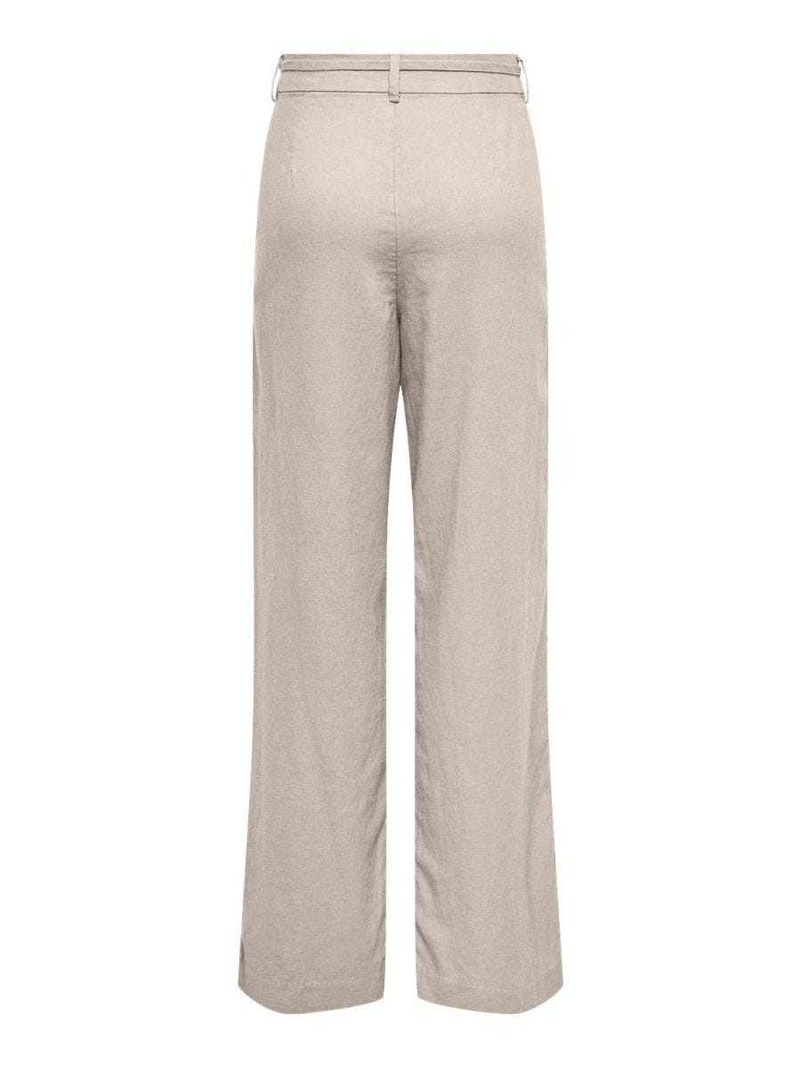 Παντελόνι wideleg με λινό ONLY 15338710 - Μπεζ - thefashionproject.gr - ONLY