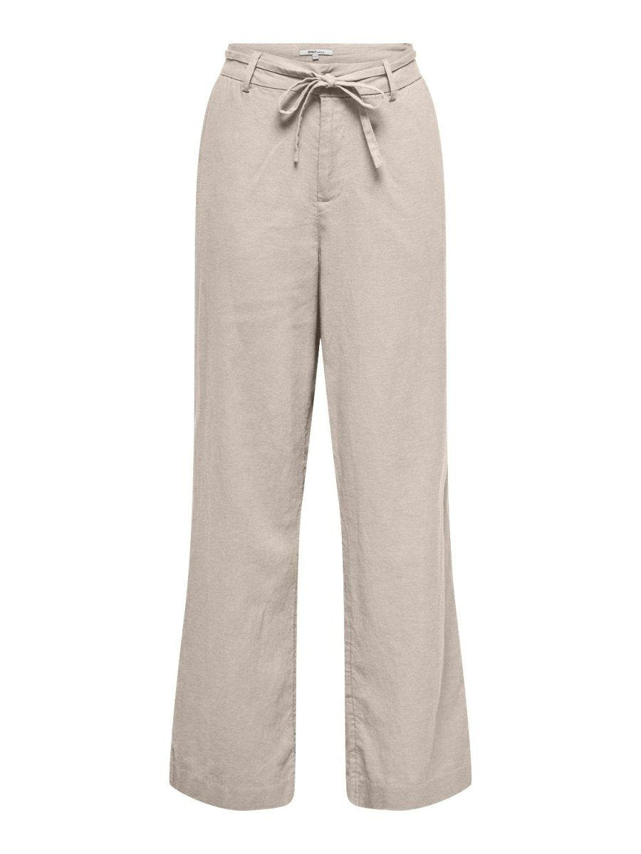 Παντελόνι wideleg με λινό ONLY 15338710 - Μπεζ - thefashionproject.gr - ONLY