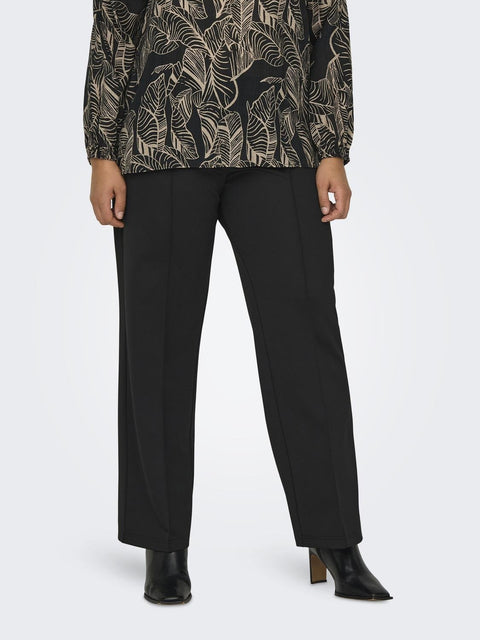 Plus Size Fabric Trousers - Black