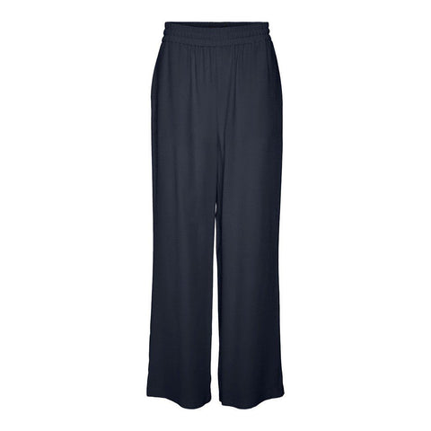 Fabric Wide Leg Trousers - Dark Blue