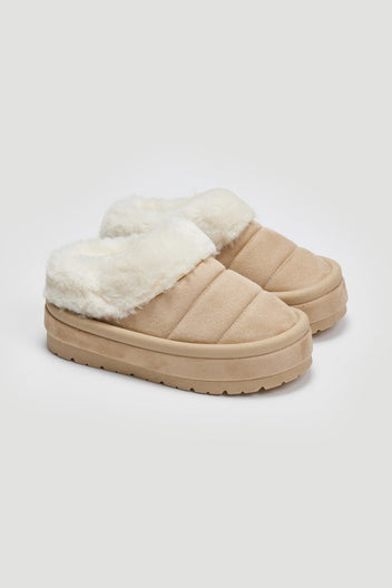 Παντόφλες με συνθετική γούνα ERYNN - Μπεζ - thefashionproject.gr - ERYNN