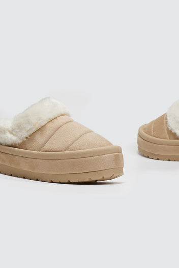 Παντόφλες με συνθετική γούνα ERYNN - Μπεζ - thefashionproject.gr - ERYNN