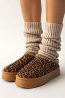Παντόφλες suede με print και συνθετική γούνα ERYNN - Leopard - thefashionproject.gr - ERYNN