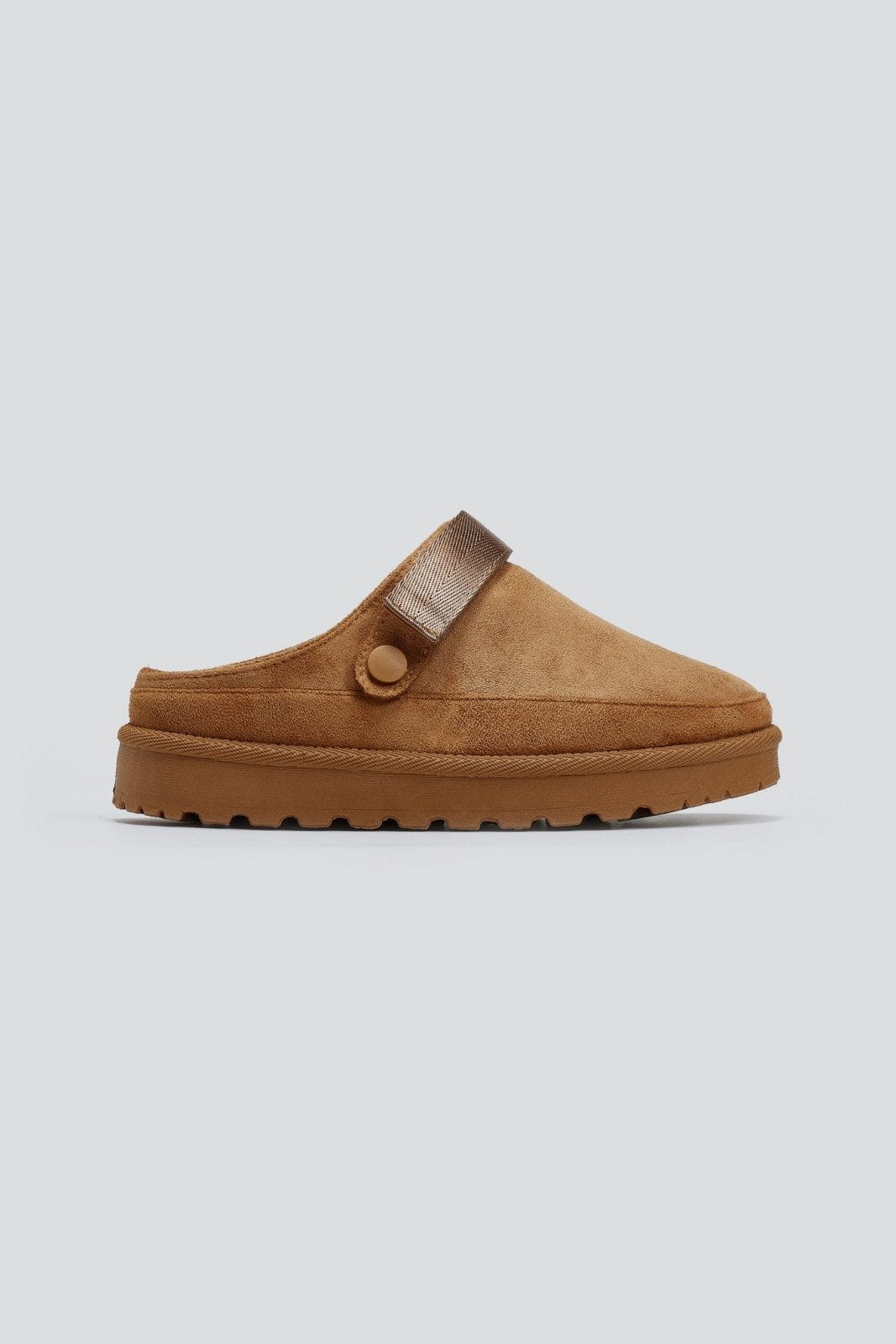 Παντόφλες suede με velcro και συννθετική γούνα ERYNN - Κάμελ - thefashionproject.gr - ERYNN