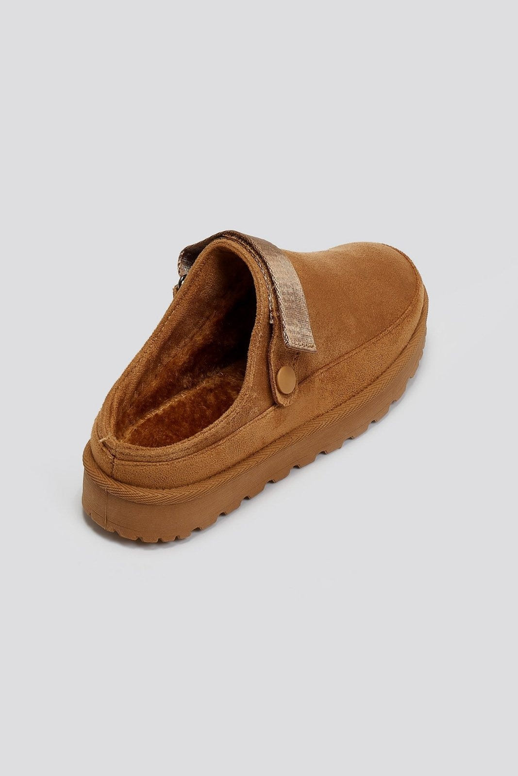 Παντόφλες suede με velcro και συννθετική γούνα ERYNN - Κάμελ - thefashionproject.gr - ERYNN