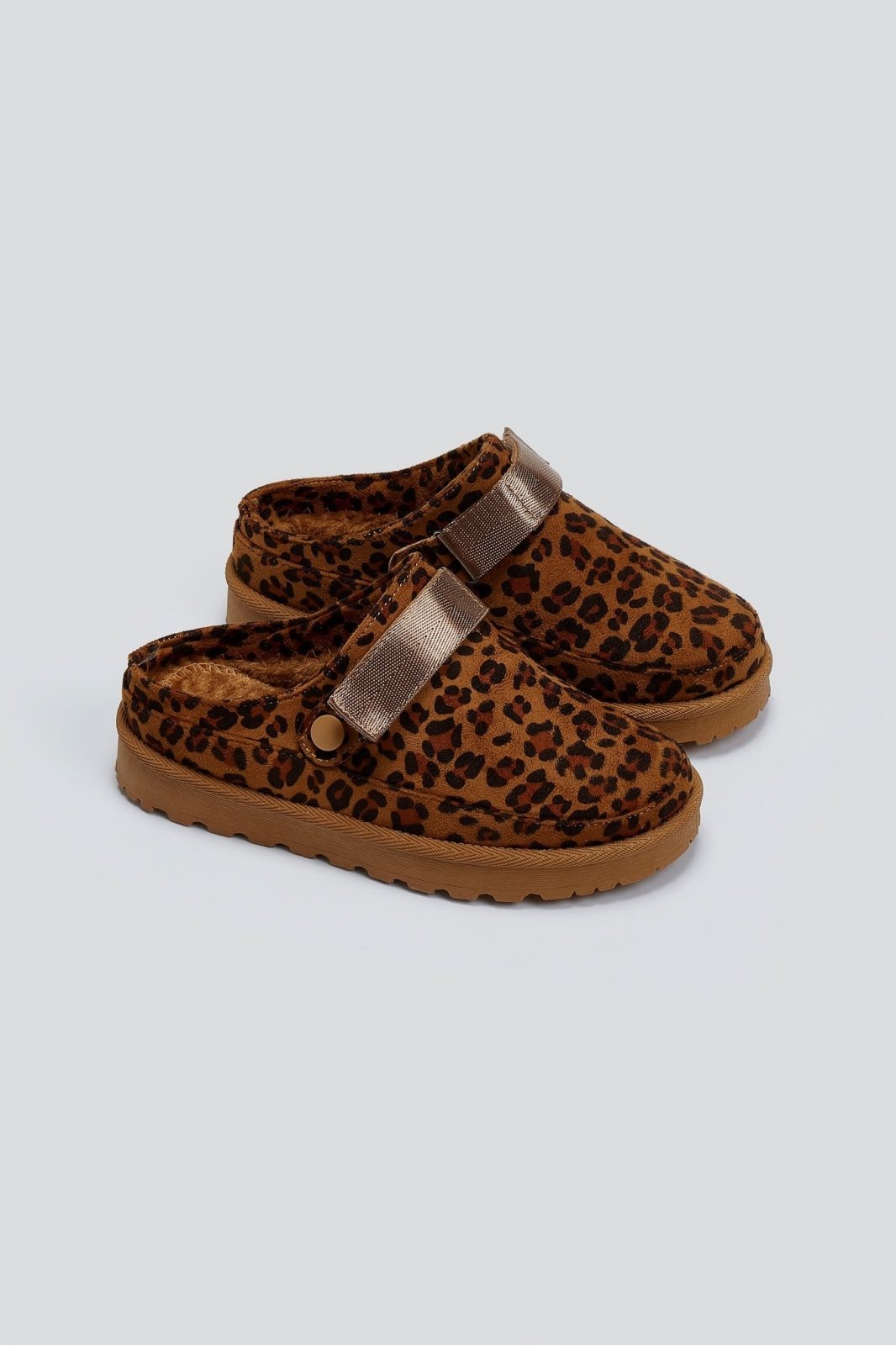 Παντόφλες suede με velcro και συννθετική γούνα ERYNN - Leopard - thefashionproject.gr - ERYNN
