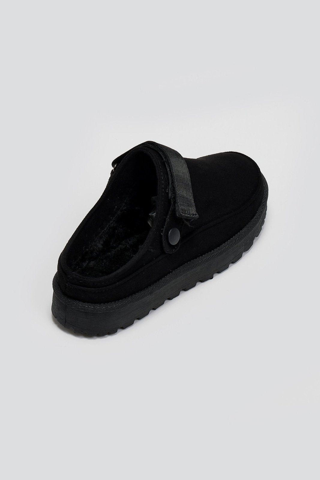 Παντόφλες suede με velcro και συννθετική γούνα ERYNN - Μαύρο - thefashionproject.gr - ERYNN
