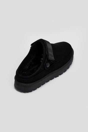 Παντόφλες suede με velcro και συννθετική γούνα ERYNN - Μαύρο - thefashionproject.gr - ERYNN