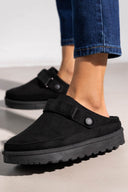 Παντόφλες suede με velcro και συννθετική γούνα ERYNN - Μαύρο - thefashionproject.gr - ERYNN