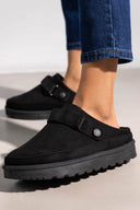 Παντόφλες suede με velcro και συννθετική γούνα ERYNN - Μαύρο - thefashionproject.gr - ERYNN