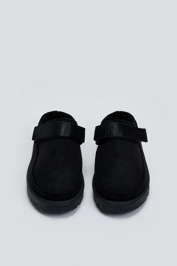 Παντόφλες suede με velcro και συννθετική γούνα ERYNN - Μαύρο - thefashionproject.gr - ERYNN