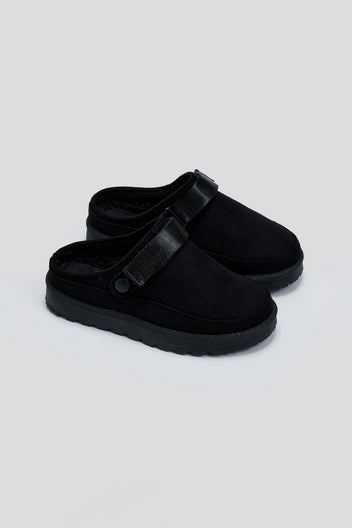 Παντόφλες suede με velcro και συννθετική γούνα ERYNN - Μαύρο - thefashionproject.gr - ERYNN