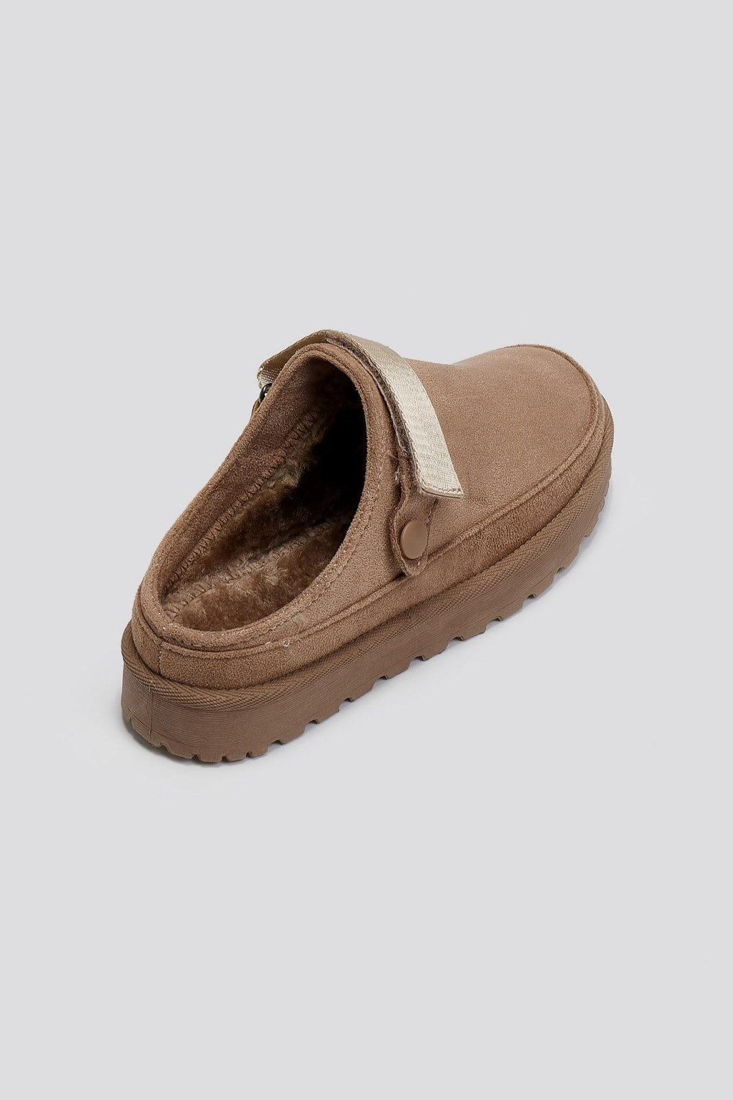 Παντόφλες suede με velcro και συννθετική γούνα ERYNN - Τάουπε - thefashionproject.gr - ERYNN