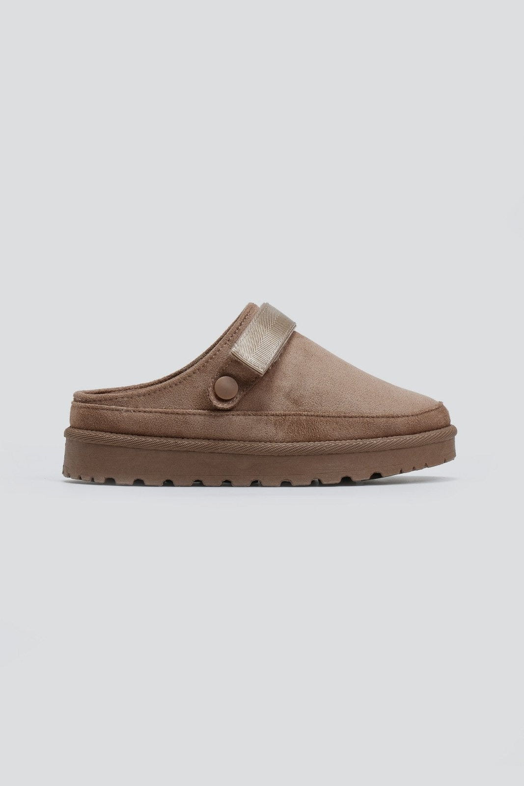 Παντόφλες suede με velcro και συννθετική γούνα ERYNN - Τάουπε - thefashionproject.gr - ERYNN