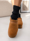 Παντόφλες teddy με συνθετική γούνα - Κάμελ - thefashionproject.gr - ERYNN