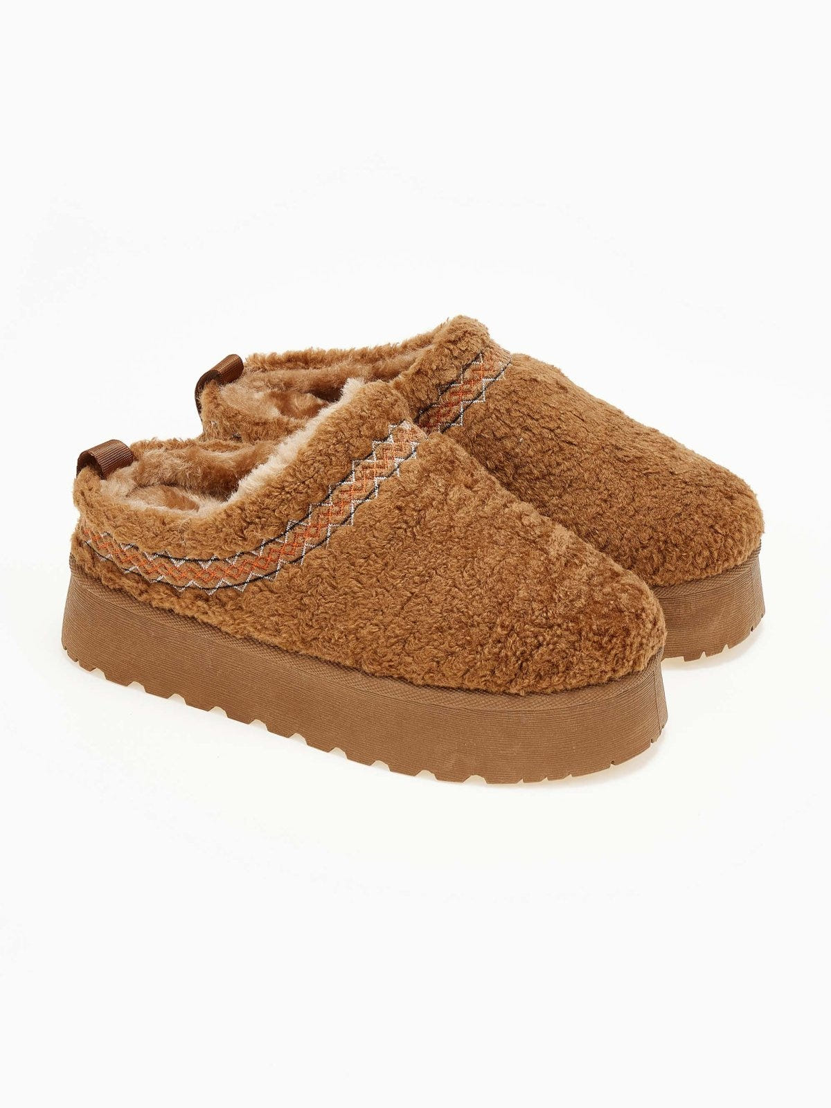 Παντόφλες teddy με συνθετική γούνα - Κάμελ - thefashionproject.gr - ERYNN