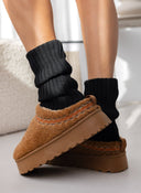 Παντόφλες teddy με συνθετική γούνα - Κάμελ - thefashionproject.gr - ERYNN