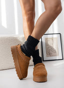 Παντόφλες teddy με συνθετική γούνα - Κάμελ - thefashionproject.gr - ERYNN