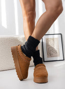Παντόφλες teddy με συνθετική γούνα - Κάμελ - thefashionproject.gr - ERYNN