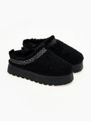 Παντόφλες teddy με συνθετική γούνα - Μαύρο - thefashionproject.gr - ERYNN