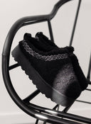 Παντόφλες teddy με συνθετική γούνα - Μαύρο - thefashionproject.gr - ERYNN