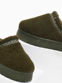 Παντόφλες teddy με συνθετική γούνα - Χακί - thefashionproject.gr - ERYNN
