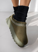 Παντόφλες teddy με συνθετική γούνα - Χακί - thefashionproject.gr - ERYNN