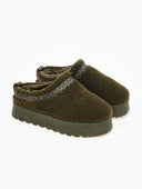 Παντόφλες teddy με συνθετική γούνα - Χακί - thefashionproject.gr - ERYNN