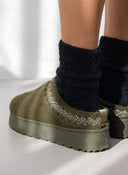 Παντόφλες teddy με συνθετική γούνα - Χακί - thefashionproject.gr - ERYNN