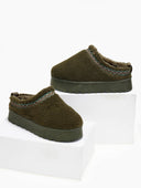 Παντόφλες teddy με συνθετική γούνα - Χακί - thefashionproject.gr - ERYNN