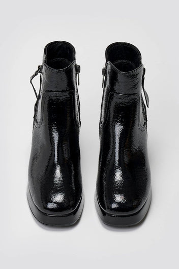 Patent Ankle Boots Xti 144272 with Block Heel - Black Patent - thefashionproject.gr - Xti Footwear