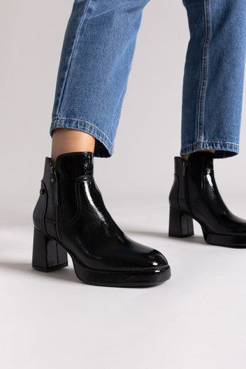 Patent Ankle Boots Xti 144272 with Block Heel - Black Patent - thefashionproject.gr - Xti Footwear