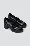 Patent Leather Loafers Block Heel TFP - Black Patent - thefashionproject.gr - TFP