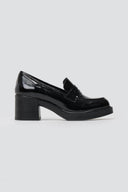 Patent Leather Loafers Block Heel TFP - Black Patent - thefashionproject.gr - TFP